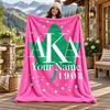 Alpha Kappa Alpha sorority Custom Name Flannel Blanket Personalized Soft Warm Plush Throw Blanket Customized Gift for Family Friends