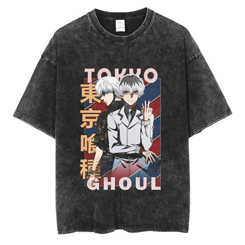 Anime Tokyo Ghoul Ken Kaneki Graphic T Shirt Men Vintage Gothic Tshirts Casual Loose Manga T-Shirt Harajuku Male Cotton T-shirt