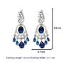 Rhodium-Plated American Diamond Studded Oval & Leaf Shaped Drop Earrings For Girls and Women