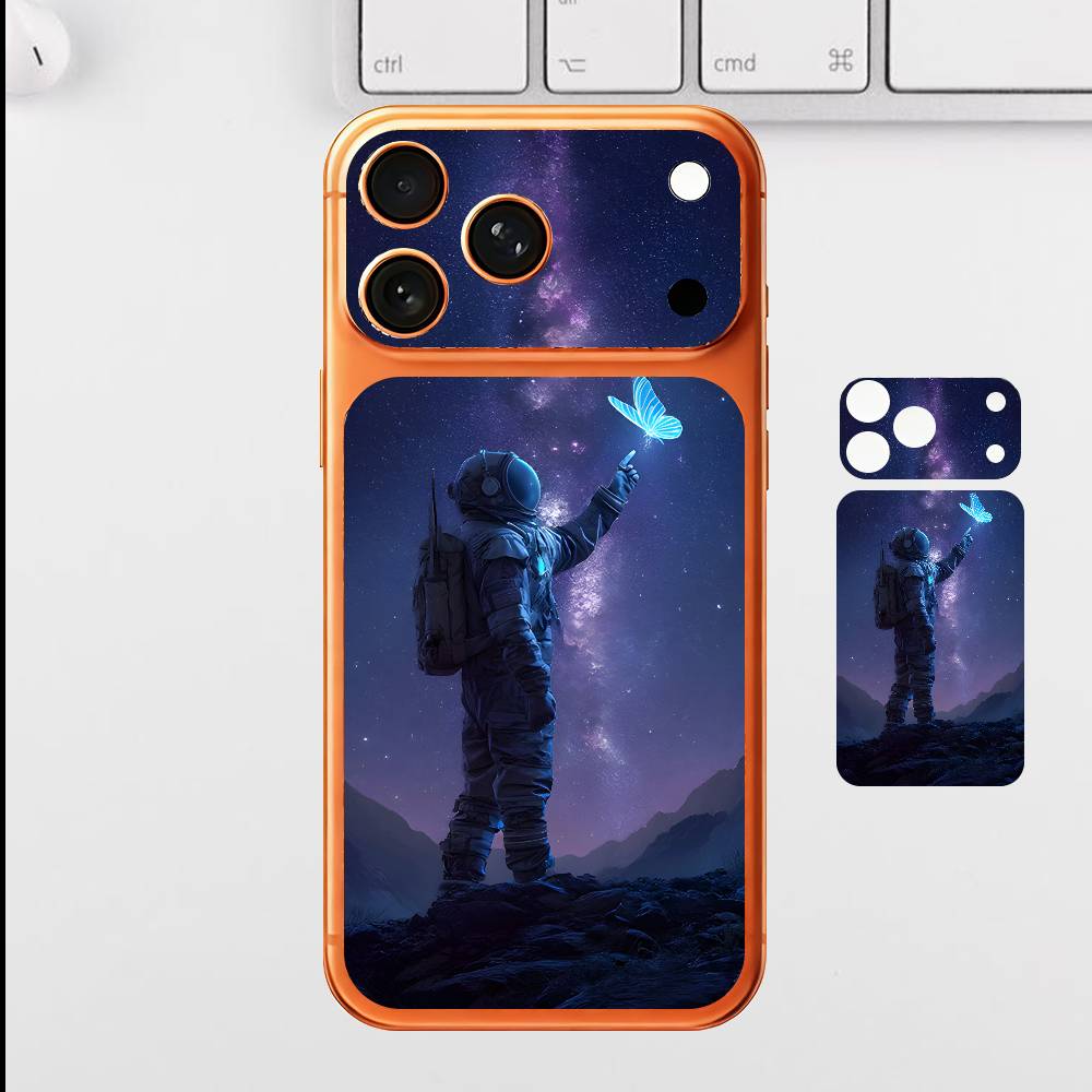 Магический Астронавт Однотонная Наклейка Кожа для iPhone17 Pro ProMax Задняя Пленка Покрытие Обертка Антицарапина Прочная Наклейка iPhone17promax