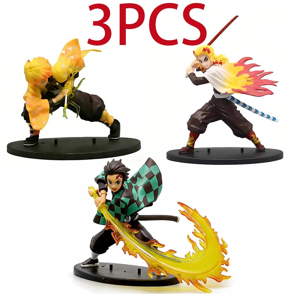 Demon Slayer Anime Figure Tanjirou Agatsuma Zenitsu Kyoujurou Model Action Toy Kids Gift PVC collection for Poseable Articulated Scale Detailed