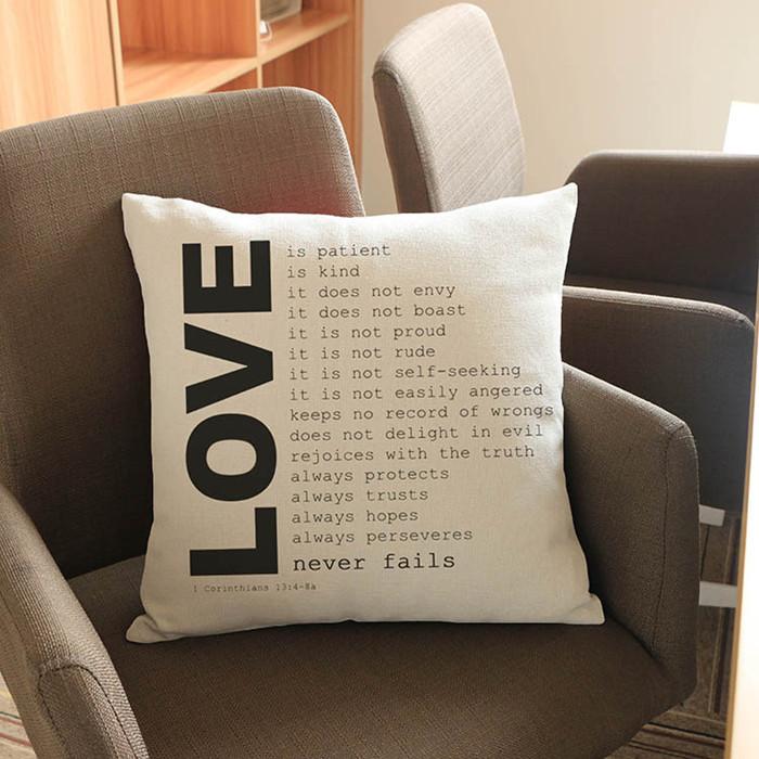 Love Letter Style Sofa Decorative Cushion Cover Passionate Greetings Concise Cotton Linen Car Seat Throw Pillow Case Cojines