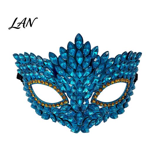 Elegant Costume Party Mask Gothic Cat Eye Masquerade Mask, Rhinestone Vintage Half Face, Sexy Shining Venetian Style Halloween Costume, Glitter