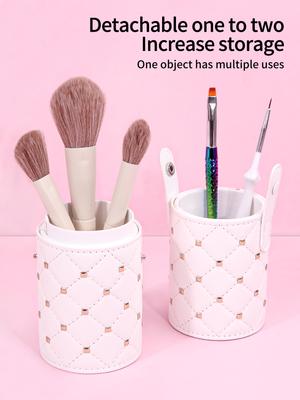 Portable Makeup Brush Holder Cosmetic Brush Storage Box with Lid Large Capacity Makeup Brush Holder