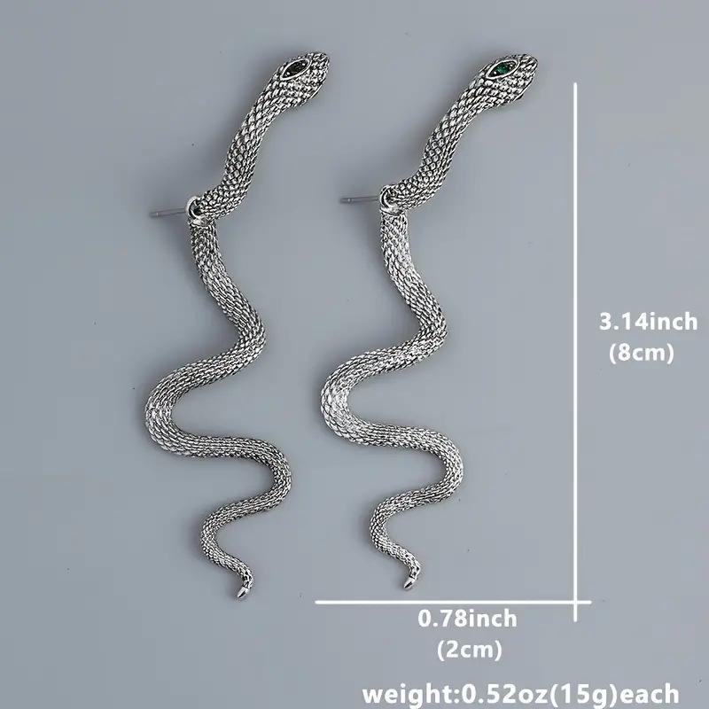 Exaggerated Snake Shape Long Drop Earrings Back Front Hanging Vintage Irregular Earrings for WomenTrendy Halloween Jewelry Gifts