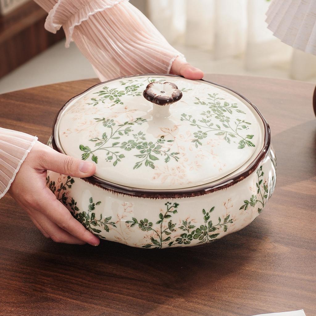 Ceramic Candy Box with Lid Nut Bowl Storage Jar Fruit Tray Home Living Room Table Decor