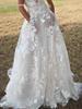 European and American Women's Puffy Lace Wedding Gown - Sexy White Strappy Bridesmaid Dress