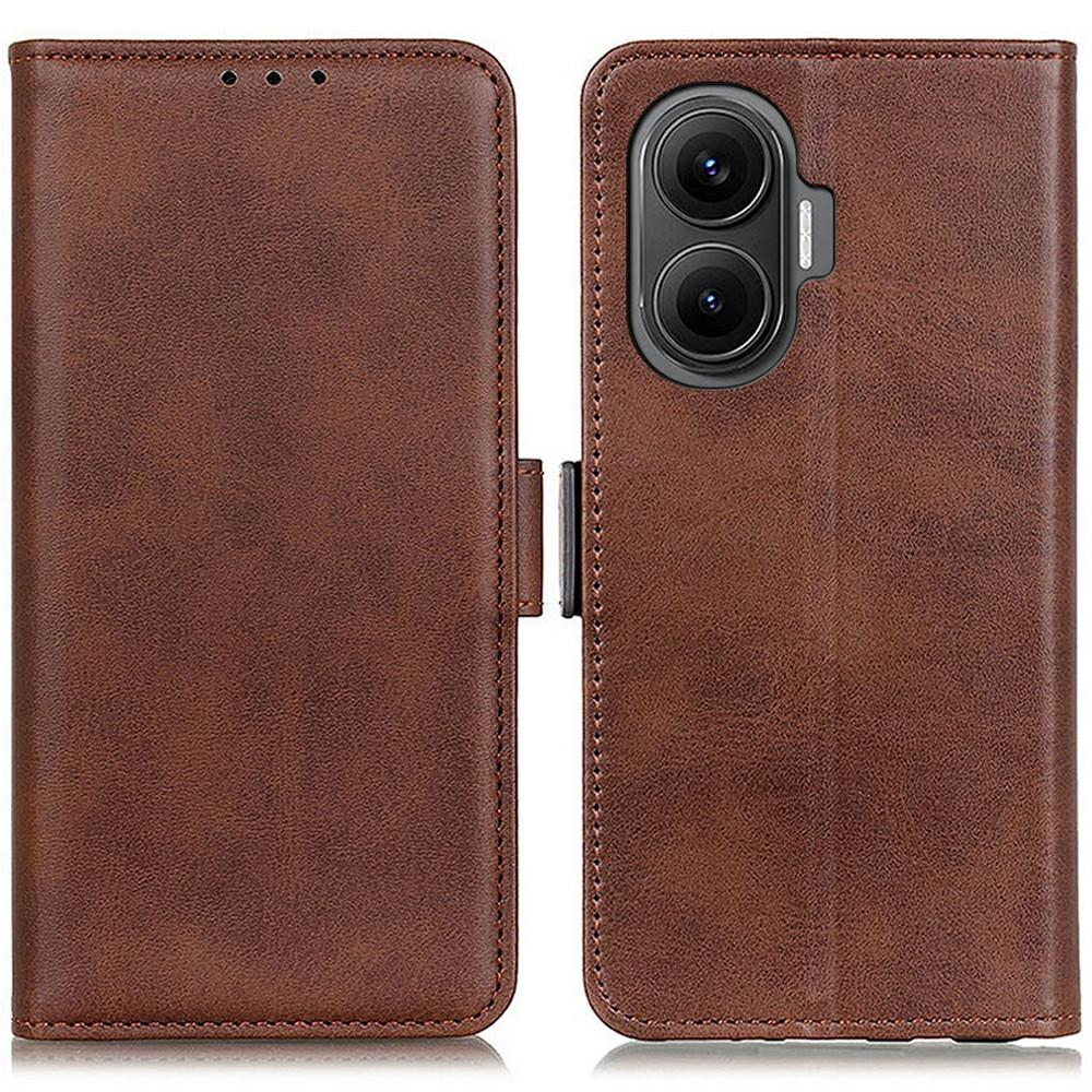 

Для Xiaomi Redmi Turbo 4 Pro 5G/Poco F7 5G Чохол-підставка Текстура коров ячої шкіри Шкірзамінник PU Чохол для телефону Brown