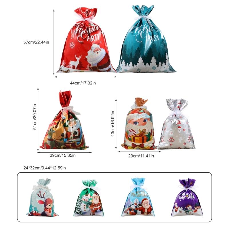 12/24/30Pcs Holiday Gift Bags With Drawstring Closure For Christmas Decorations Durable Efficient Foil Materials Assorted Sizes And Colorful Pattern