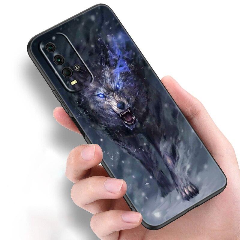 Tier Wolf Kunst Silikon Telefon Fall Für Xiaomi Redmi Hinweis 11 10 9 8 Pro 11T 10T 10S 9S 8T 9 9A 9C 9T Schwarz Soft Cover Coque