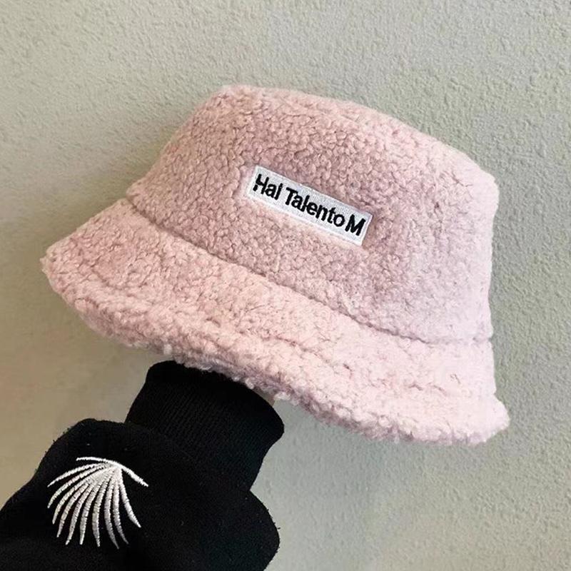 Lamb Wool Bucket Hat Winter Warm Hats For Women Lady Thicken Flat Top Cap Unisex Men Panama Outdoor Fisherman Hat Caps