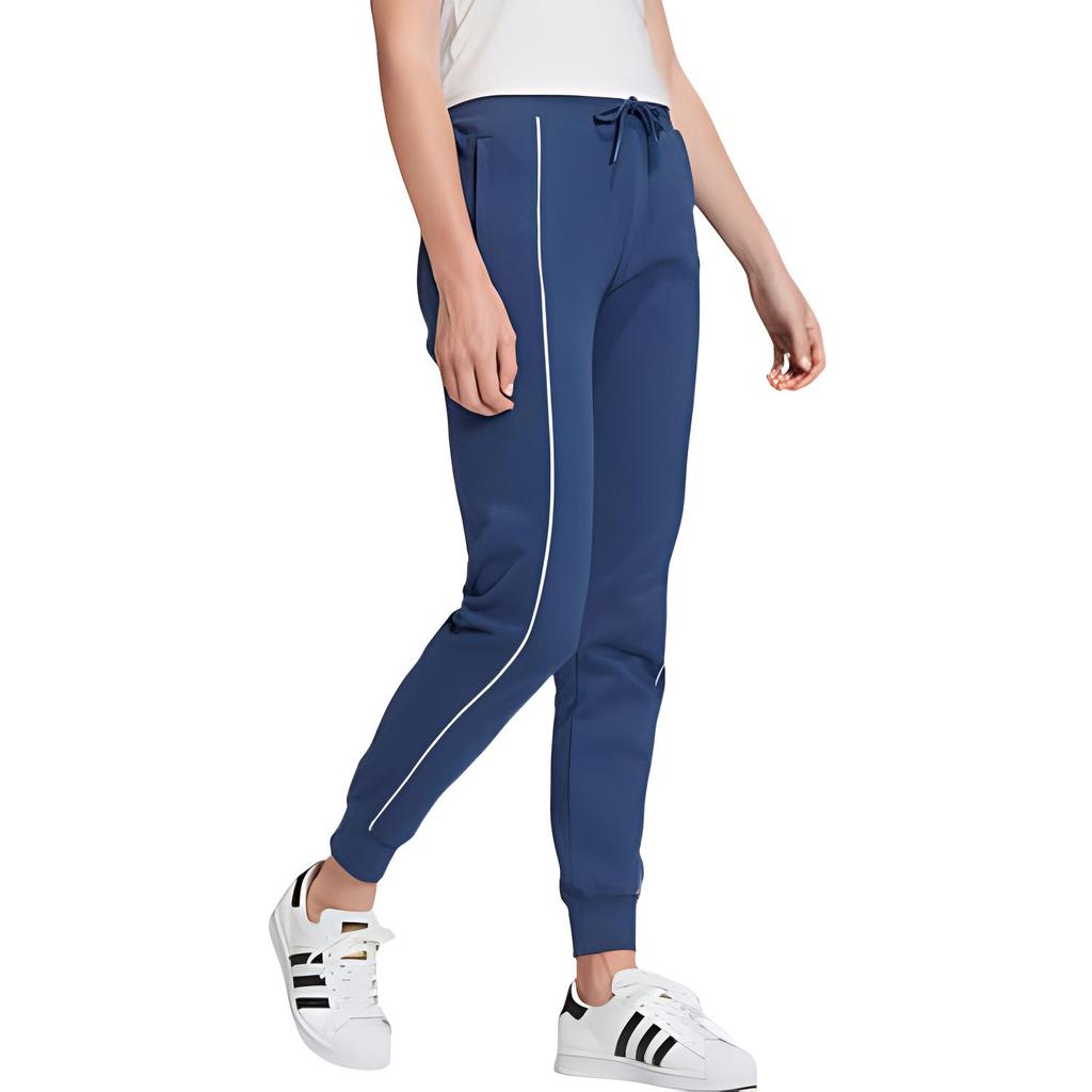 Adidas Originals Letter Logo Print Drawstring Casual Mid Waist Sports Pants Women Pants Blue FM2491