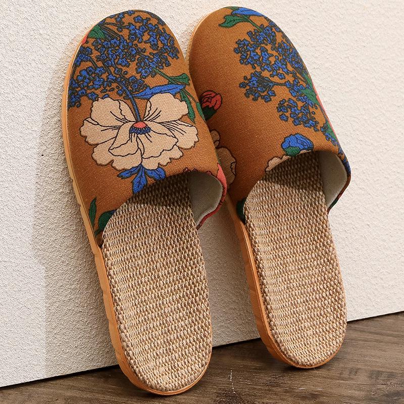 Four Seasons Ethnic Style Retro Linen Headband Slippers for Men & Women - Thick Sole, Indoor Use, Spring/Summer Sandals.