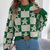 GMXIA Autumn and Winter Snowman Checkered Lantern Long-sleeved Pullover Sweater Women's Christmas