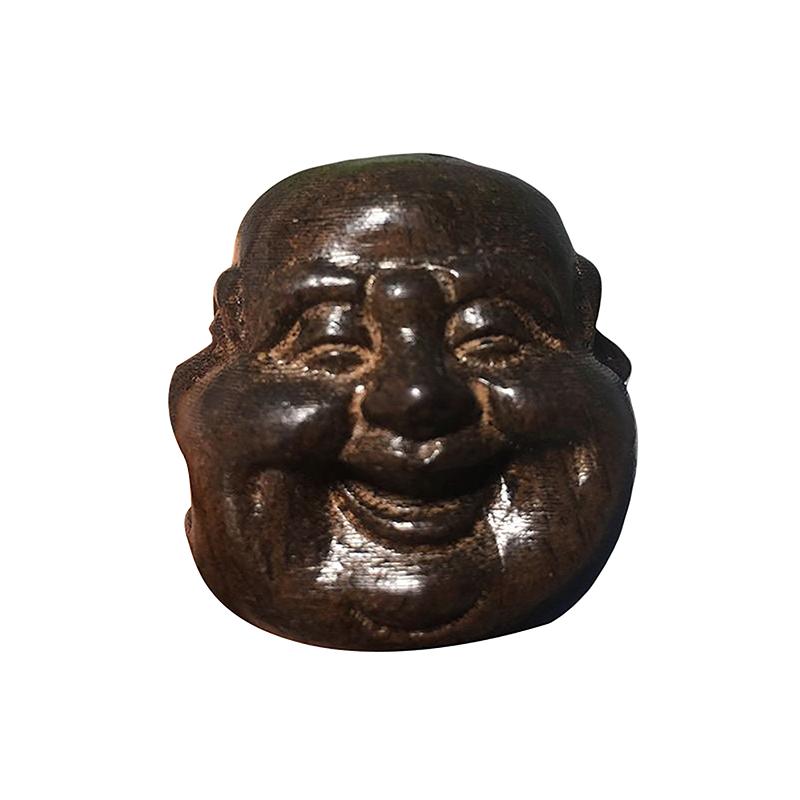 Sběratelské předměty Čínské Ručně Vyřezávané Dřevěné Sošky Buddhova Hlavy se Čtyřmi Obličeji