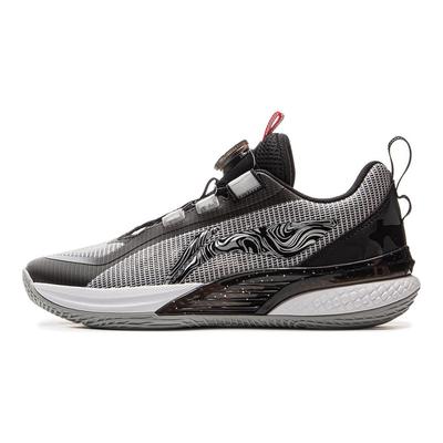 Li Ning Kinder Mesh Mode Sport Einfach Vielseitig Bequem Rutschfest Atmungsaktiv Low-Top Basketballschuhe Kinder Sneaker Grau Schwarz YKBV024-5
