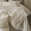 4/5Pcs French Vintage Bedding Sets 85% Cotton and 15% Linen Stitch Embroidery Double Bed Sheet Coverlet Quilt Cover Pillowcases