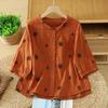 DIMANAF 2026 Plus Size Women Blouse Shirts Tunic Summer Oversize Loose Casual Cotton Linen Lady Tops Embroidery Floral