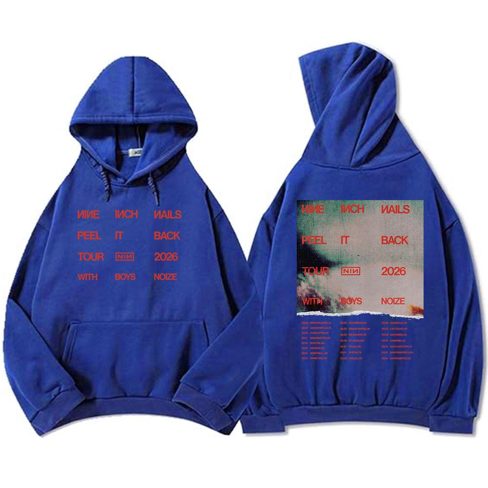 Nine Inch Nails Peel It Back 2026 Tour Hoodies NIN Rock Band Graphic Print Sweatshirts Long Sleeve Winter Hooded Pullovers