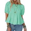 New Summer Puffed-sleeve Doll Shirt, Short-sleeved Loose and Casual A-line Pleated Stylish Top