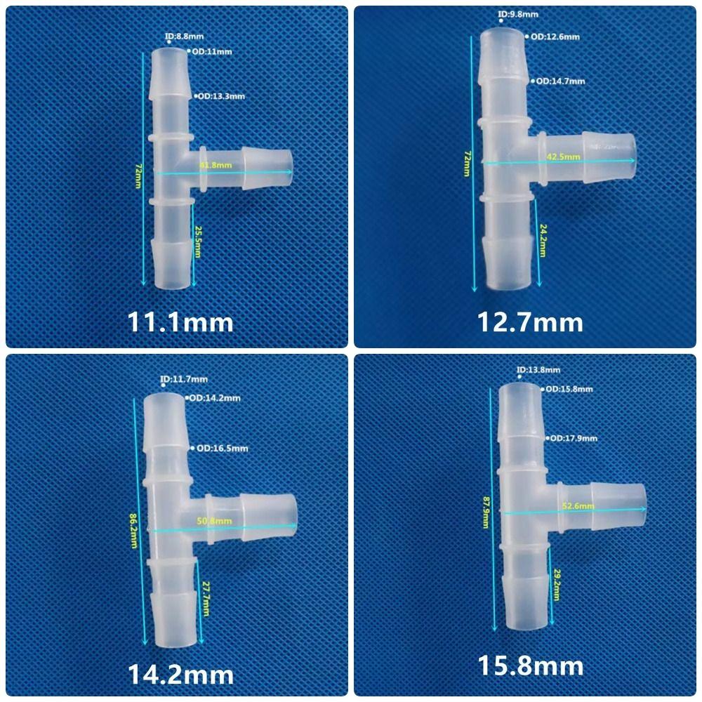 10Pcs 1.6-15.8mm T-Type Tee Connector Equal Diameter Plastic 3 Way Connector PP PE Soft Hose Fittings