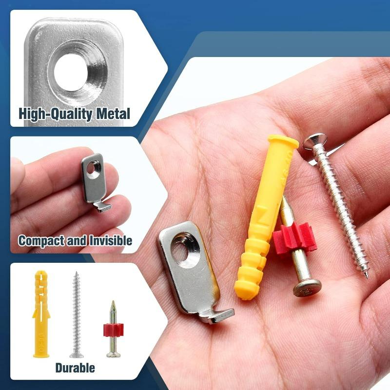 20/2Set Wall Mount Picture Frames Hooks with Screws Stainless Steel Photo Mirror Hanging Hanger Bag Clothes Holder J-Shaped Hook