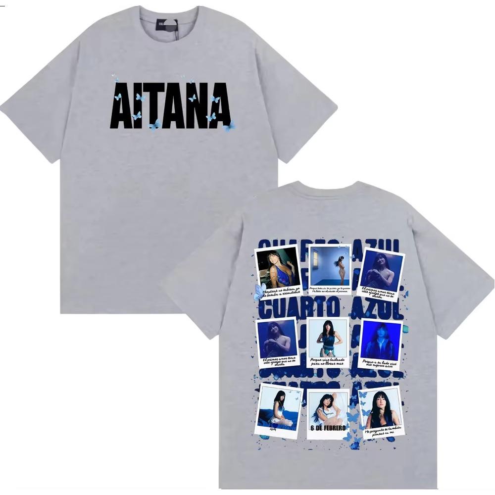 Singer Aitana Cotton Men's Shirt Oversized Cuarto Graphics Summer Women's Y2k Hip Hop Streetwear Tshirt