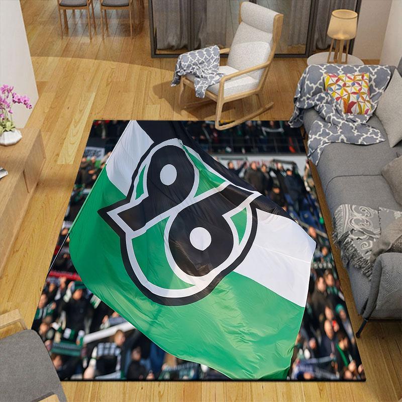 Hannover 96 Art Flannel Printed Carpet, Home Sofa Decoration for Living Room & Bedroom, Non‑Slip Play Flannel Floor Mat for Game Room