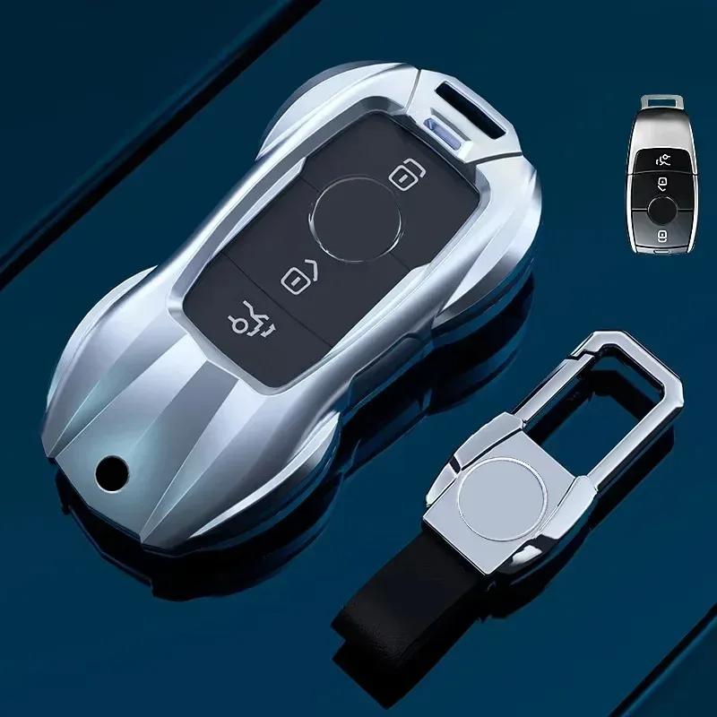 Car Key Case Cover For Mercedes Benz C E A B S Class Gle Gla Glb, Soft Tpu Key Fob Protector With Luxury Zinc Alloy Frame