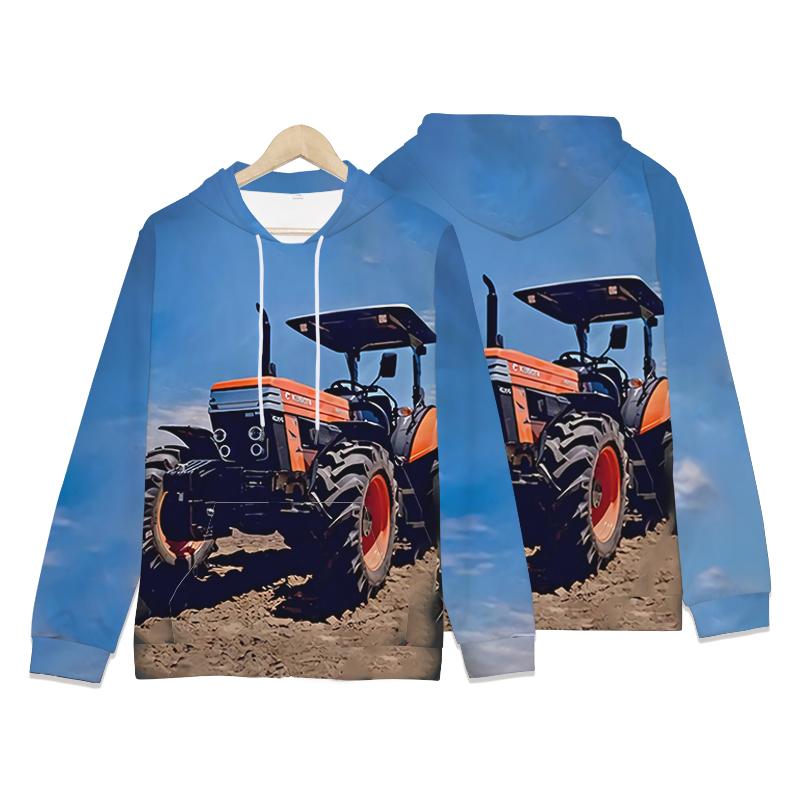 Kawaii Hoodies Truck Traktorer 3D Print Sweatshirts Pojkar Flickor Unisex huvtröjor Tecknade barn Mode Oversized Hoodie
