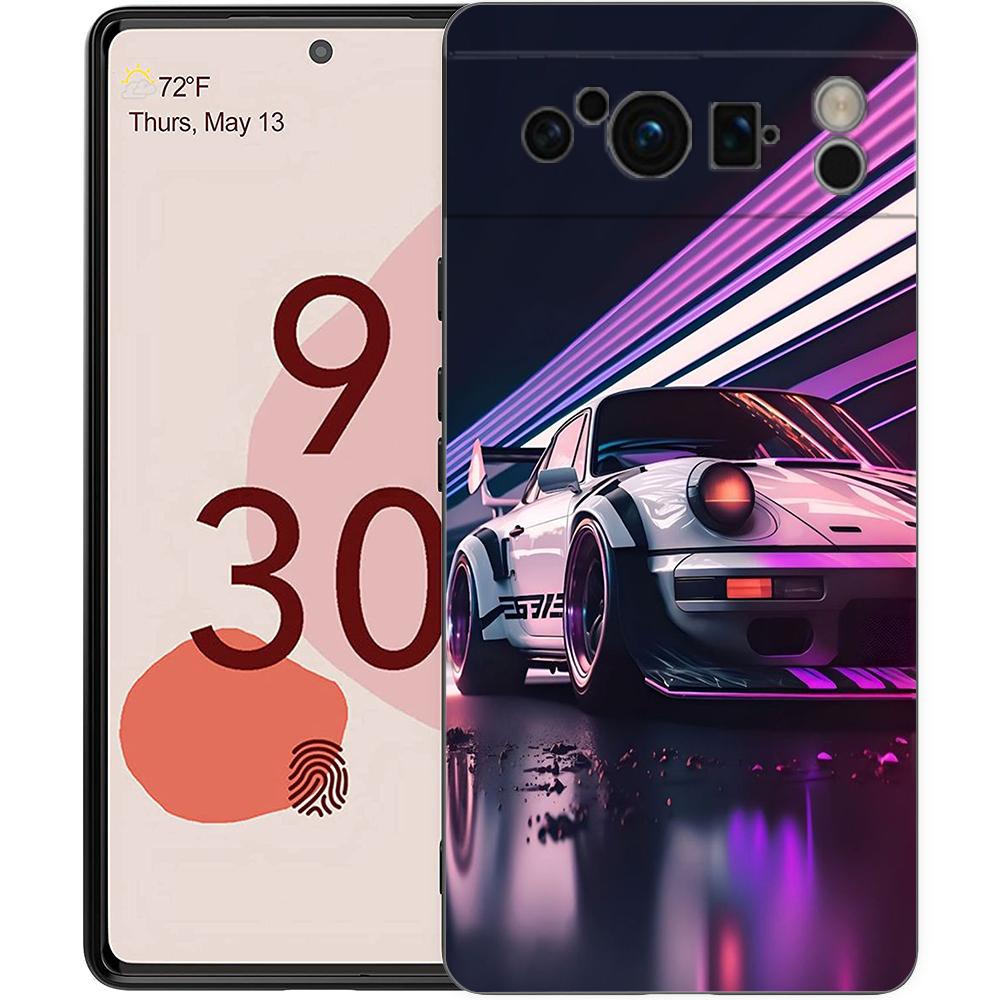 Super Car Sport Phone Case For Google Pixel 8 7 6 Pro 8A 6A 7A 5G Soft Silicone Shockproof TPU Black Cover Fundas
