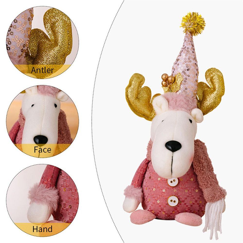 Handmade Christmas Sitting Snowman Doll Pink Merry Christmas Decorations  Party Festival Favors