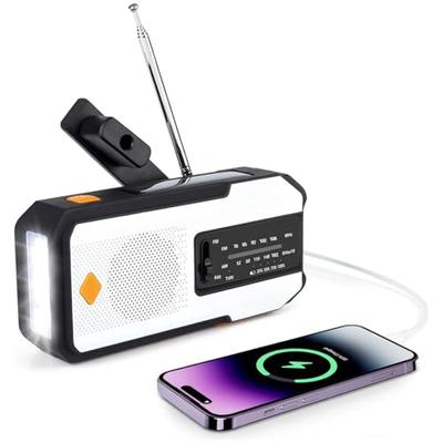 Litake Multi-Function Emergency Radio with LED Light, Solar-Powered Radio, 2000mAh, AM/FM, SOS, USB Charging, Smartphone Charging, Hand Crank Flashlig
