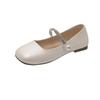 French flat bottom light mouth single shoes women's 2025 new spring and summer with skirt Doudou shoes Mary Jane silver small leather shoes