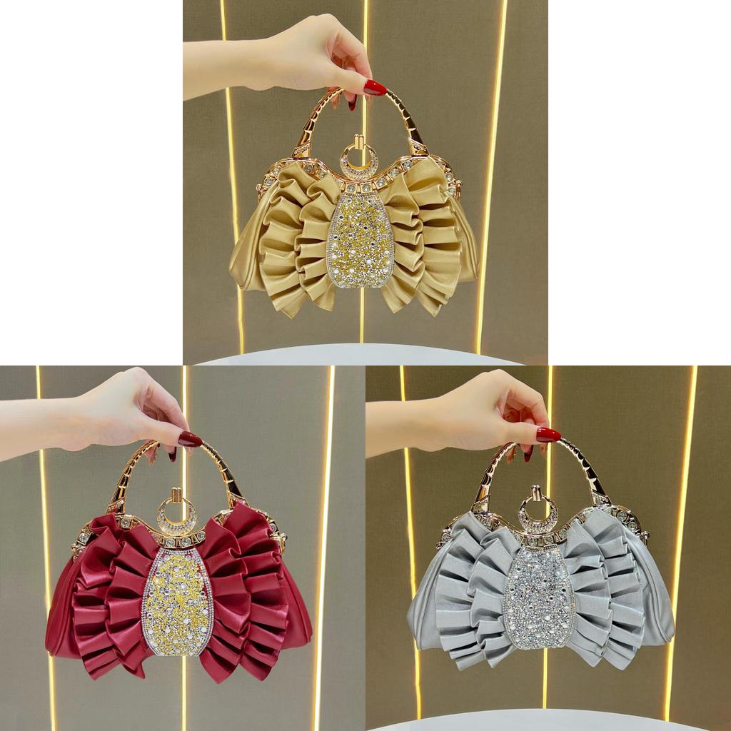 Pu Material Flap Clutch With Rhinestone Embellishments For Evening Events