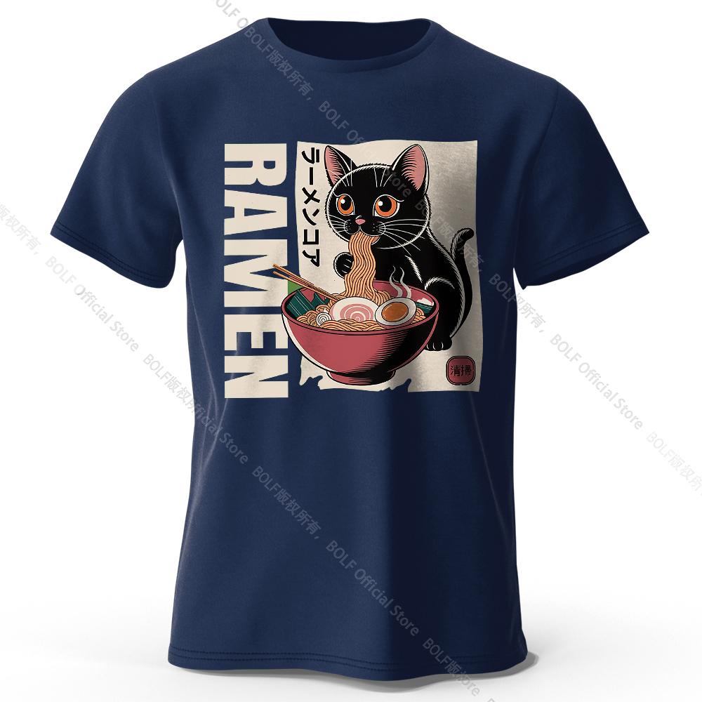 

Мужская футболка с принтом рамен, 100% хлопок, свободные футболки с японской графикой для женщин, летние топы, уличная одежда с лапшой XXXXL темно-синий