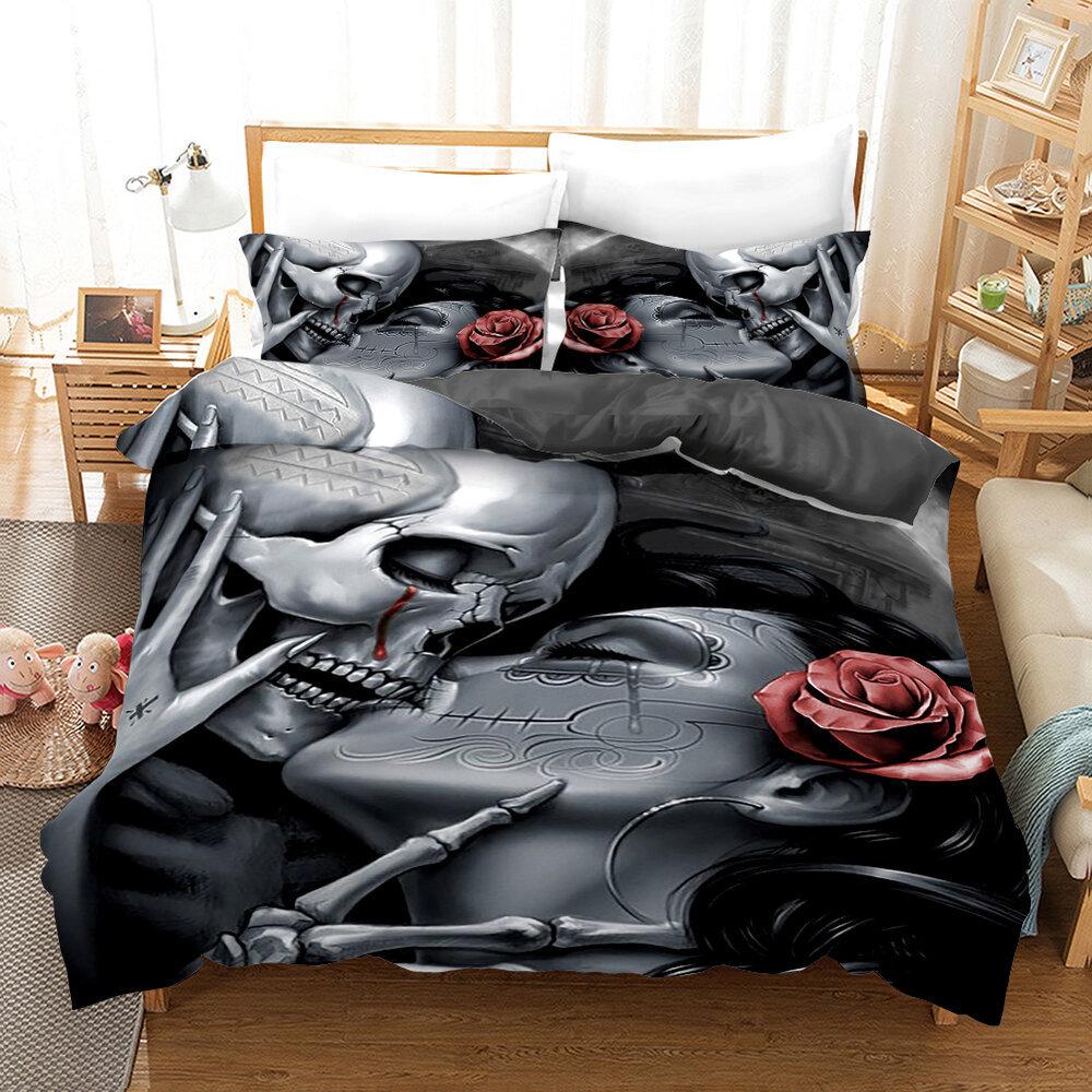 3D Digital Printing Quilt Set Three-Piece Skeleton