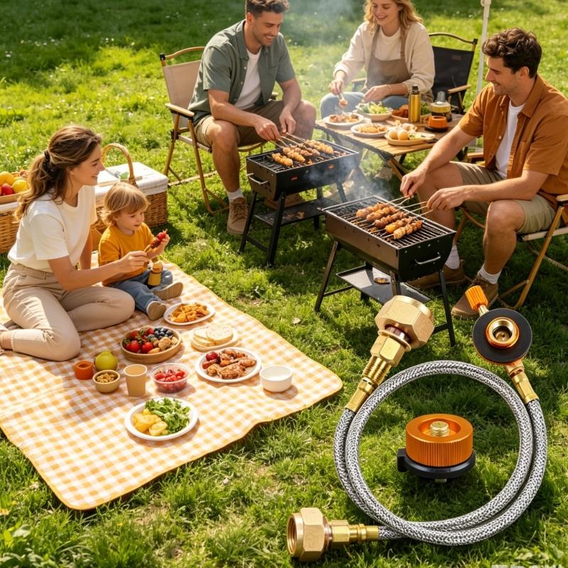 Outdoor Camping Brennstoffkanister Adapter Camping Wanderkocher Butan Gasadapter Konverter Verbindungsstücke mit Verlängerungsrohr