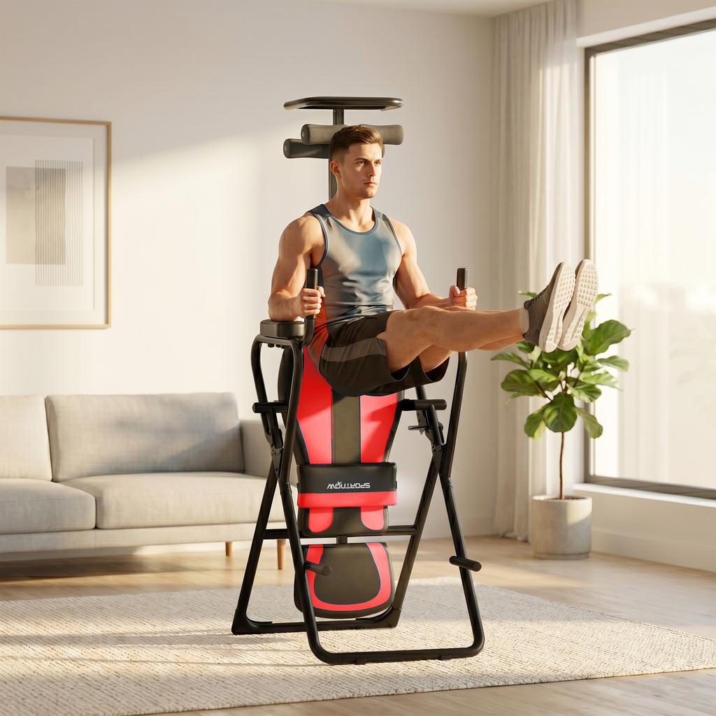 3-in-1 Inversion Bench Inversion Table with 3 Inversion Angles Push-Up & Pull-Up Bars Headrest