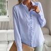 Women's White Long Shirt with Lace Collar Button Down Blouse for Office Ladies Autumn Winter Striped Tops