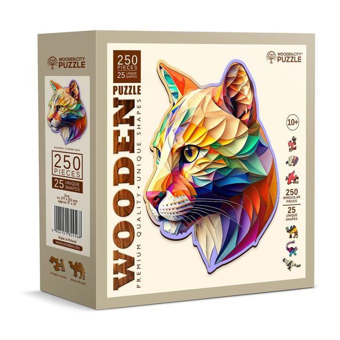Wooden Puzzle - WOODEN CITY - GAUDY COUGAR - 165 Pieces - 10 Years and Up - Animals Theme