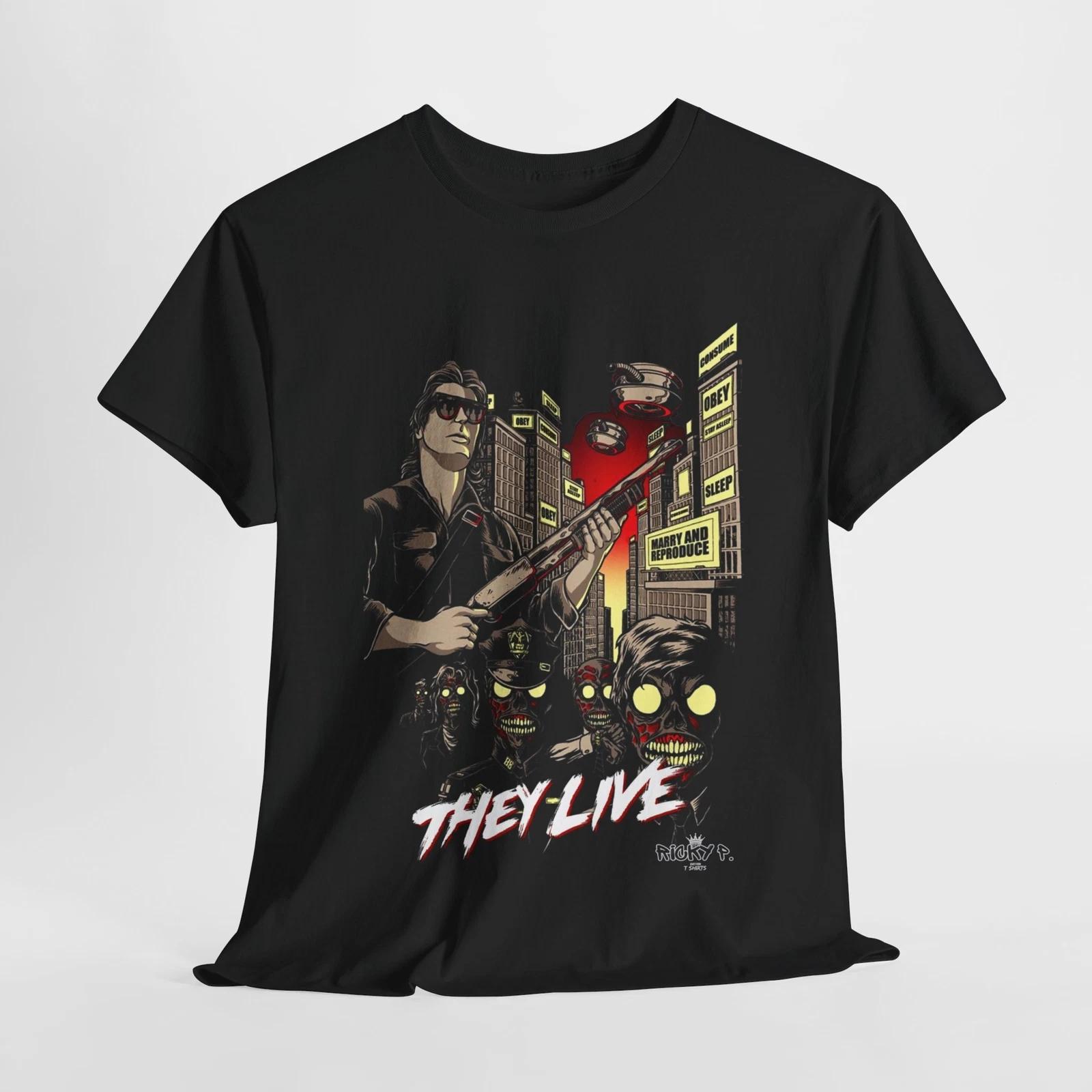 John Carpenter They Live 1988 Movie 100% Cotton T-shirt Mens Tees Top Unisex Heavy Cotton Tee 4XL