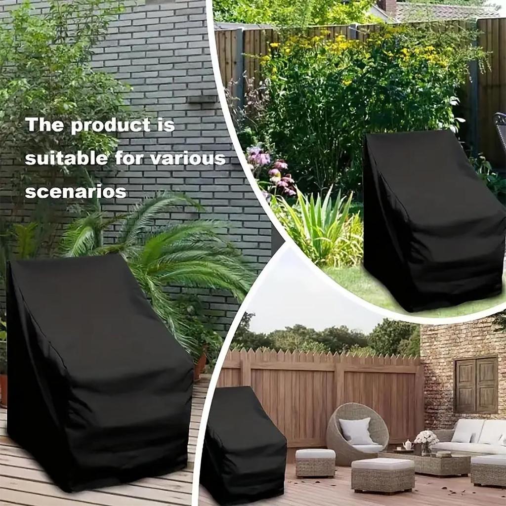 Outdoor Furniture Waterproof Patio Chair Cover Lawn Chair Oxford Cloth Suitable For Lounge Lawn Deep Seat Black