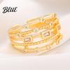 Cubic Zirconia Inlay Statement Ring Women Sparkling Geometric Inlaid Adjustable