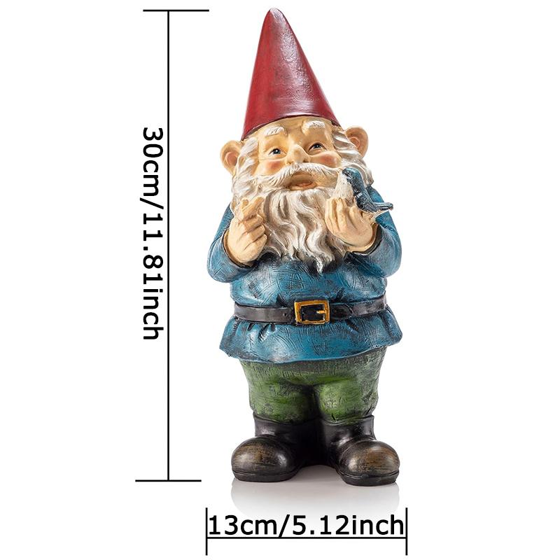 WTEMPO 1PC Christmas Decor Santa Claus Design Indoor Outdoor Decor Statuette with Bird Home Yard Garden and Farm Resin Ornament Festival Handicrafts