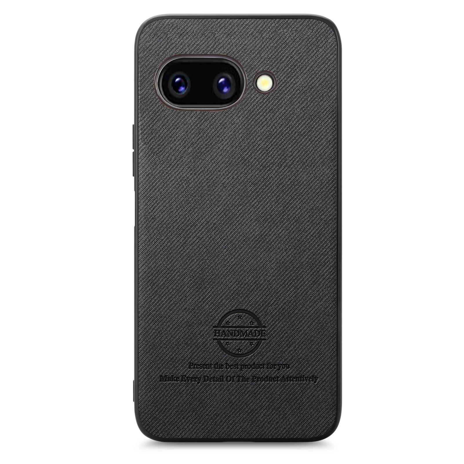 

For Google Pixel 9a Leather Phone Back Cover with Cloth Texture Blue