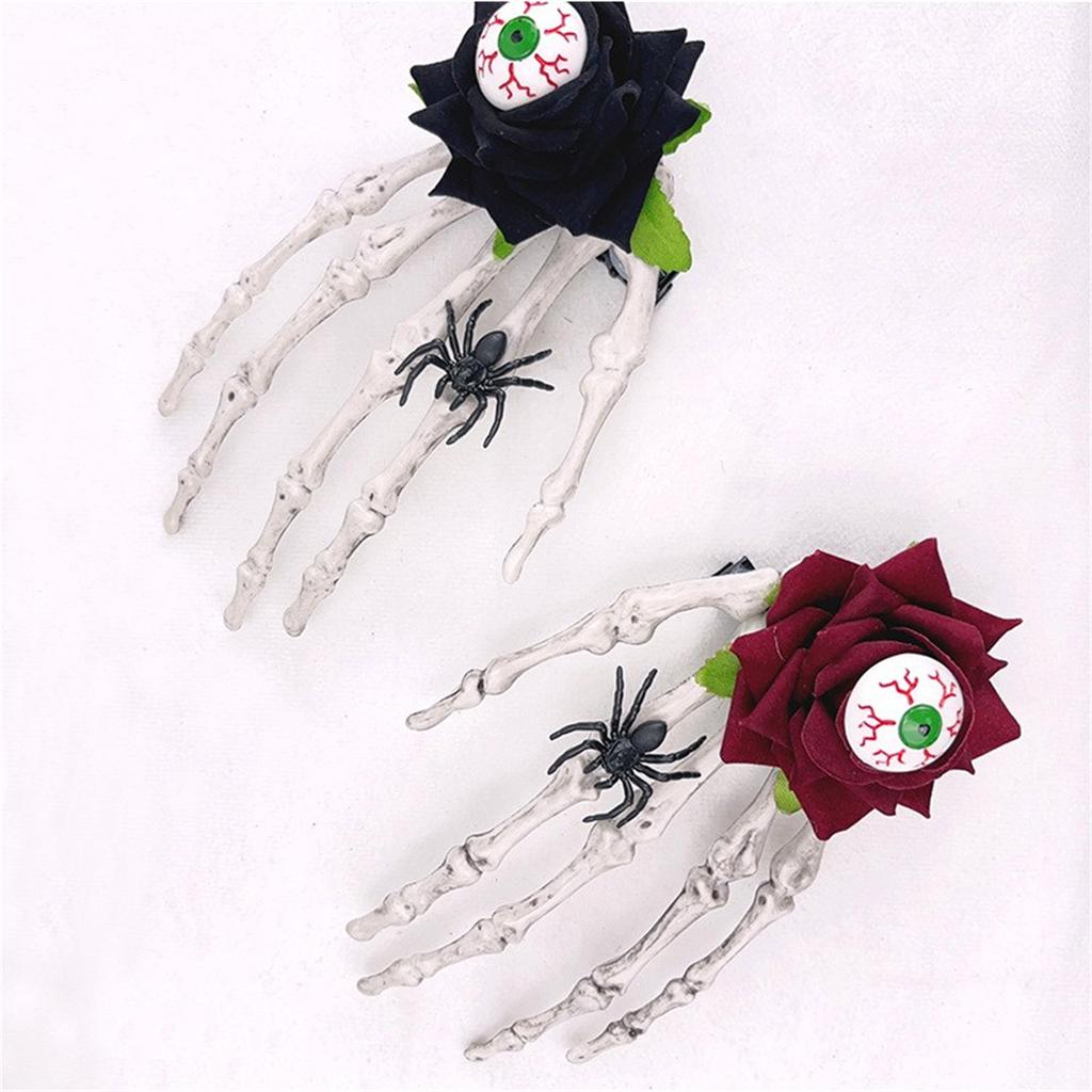 Totenkopf-Skelett-Hand, Retro-Rose-Haarspange, Cos-Haarschmuck, Knochen-Haarnadel, Halloween-Party-Geschenke für Frauen, Haarschmuck
