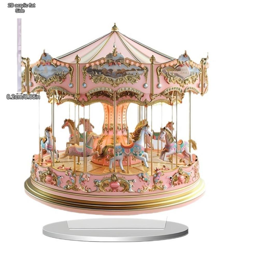 2D Flat Acrylic Dreamy Carousel Decoration, Indoor and Outdoor Decoration - No Battery/electricity Required, Free Day Decoration, Shop Decoration,