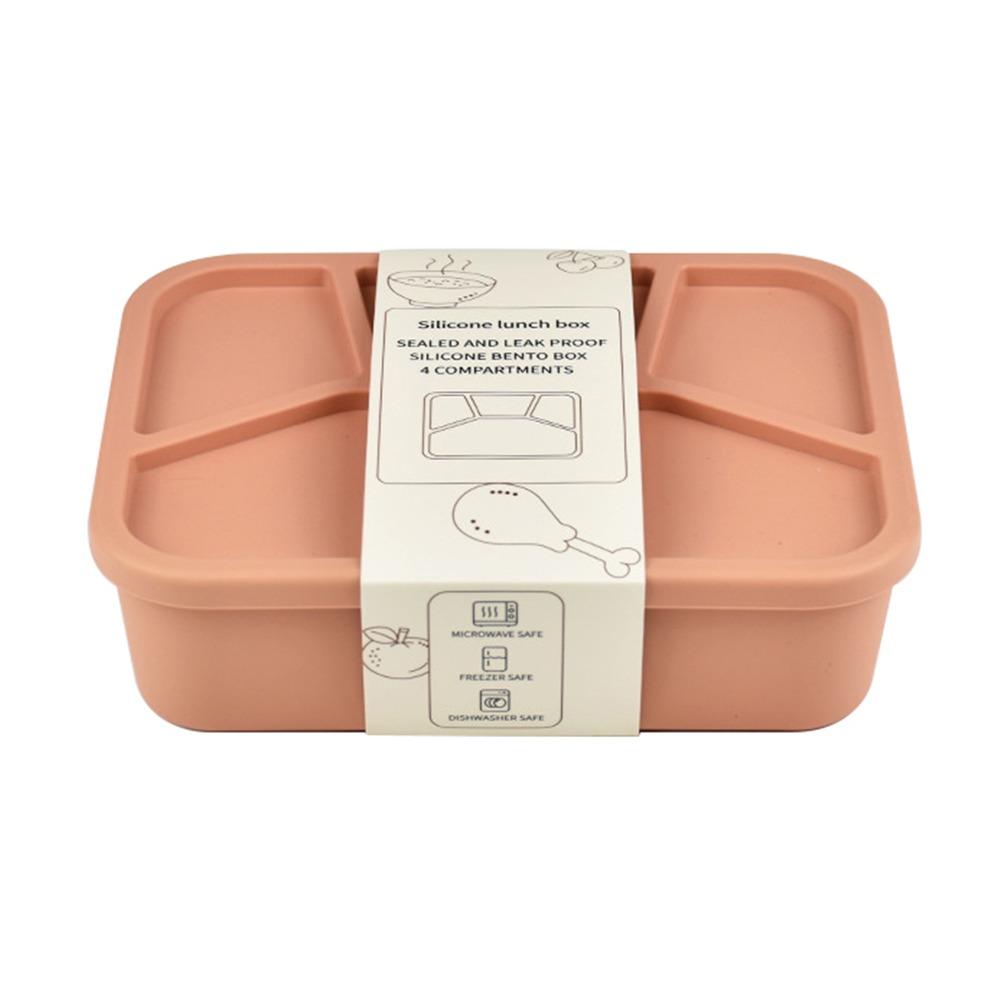 Temperaturbeständige Silikon-Lunchbox Auslaufsicher 4 Fächer Essensbox Tragbar Verdickt Lebensmittelaufbewahrungsbox Büro