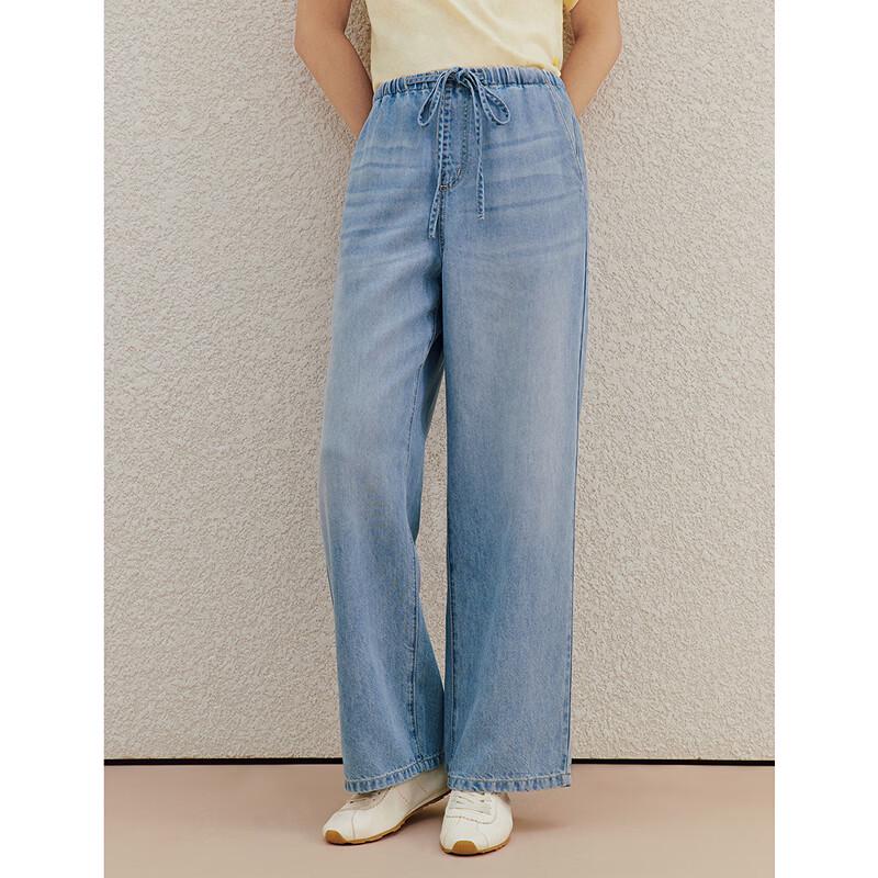 INMAN Cool Tencel Wide-Leg Drawstring Jeans